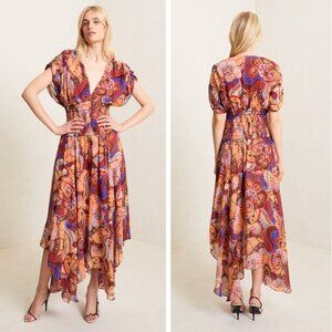 NEW A.L.C. Lucia Maxi Dress Terracotta Paisley Silk Bohemian Wedding Resort